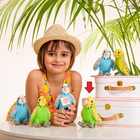 Hermann Teddy Knuffel Parkiet Groen 13cm