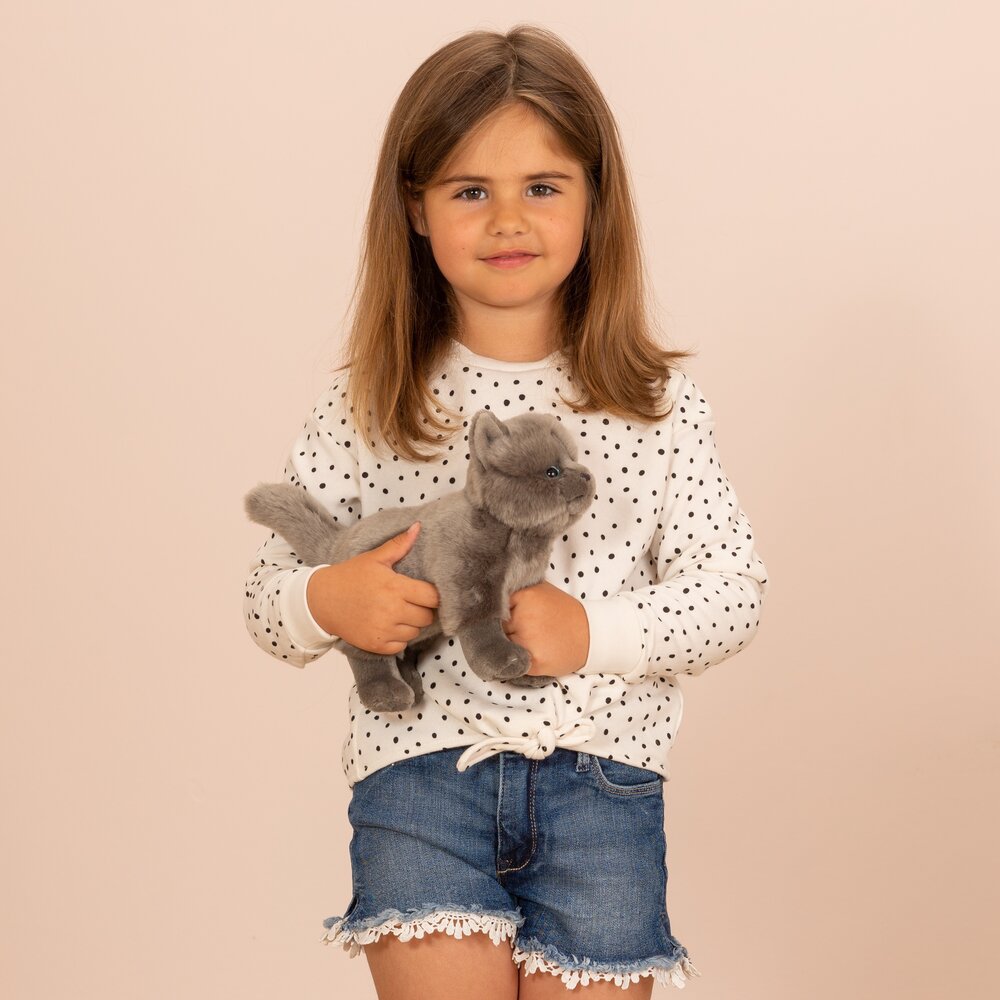 Hermann Teddy Knuffel Kat Kartuizer Staand 20cm