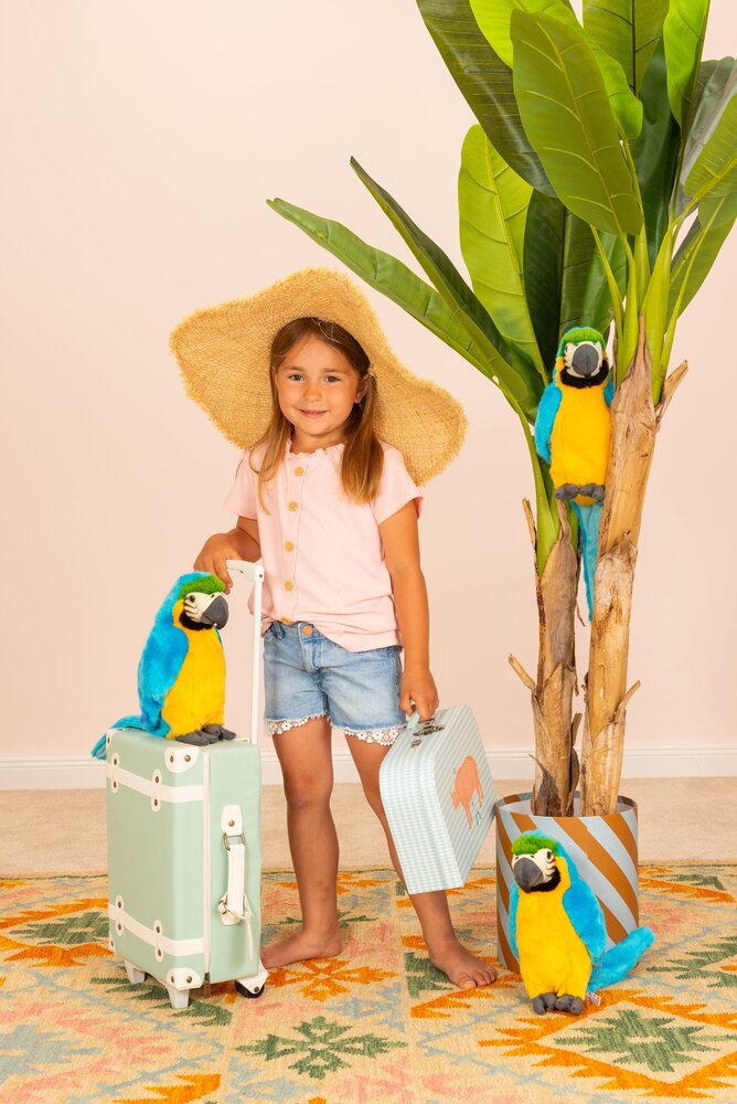 Hermann Teddy Knuffel Papegaai Geelborstara 26 cm