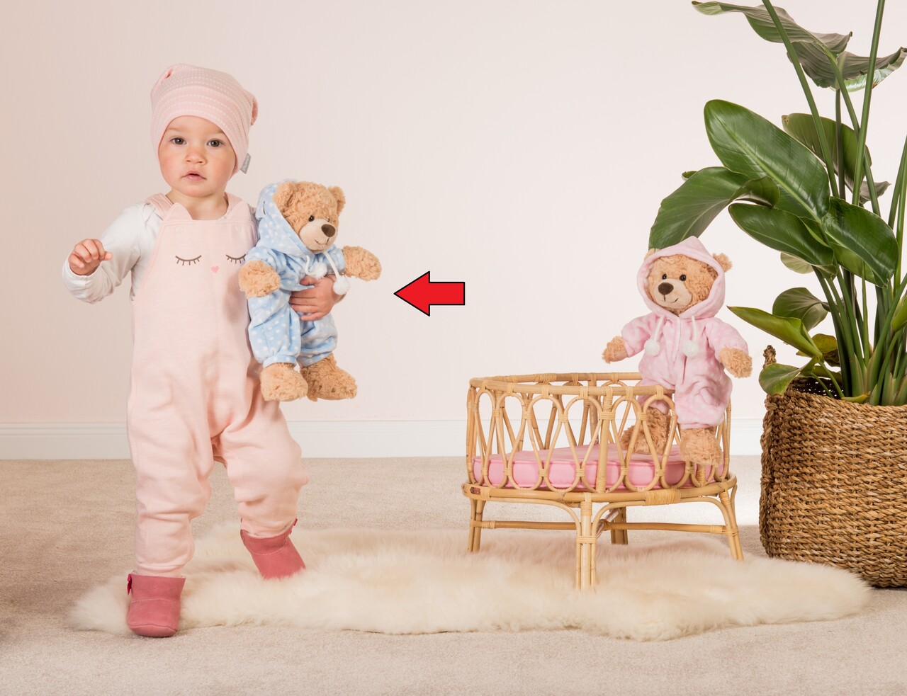 Hermann Teddy Knuffel Beer met Pyjama Blauw