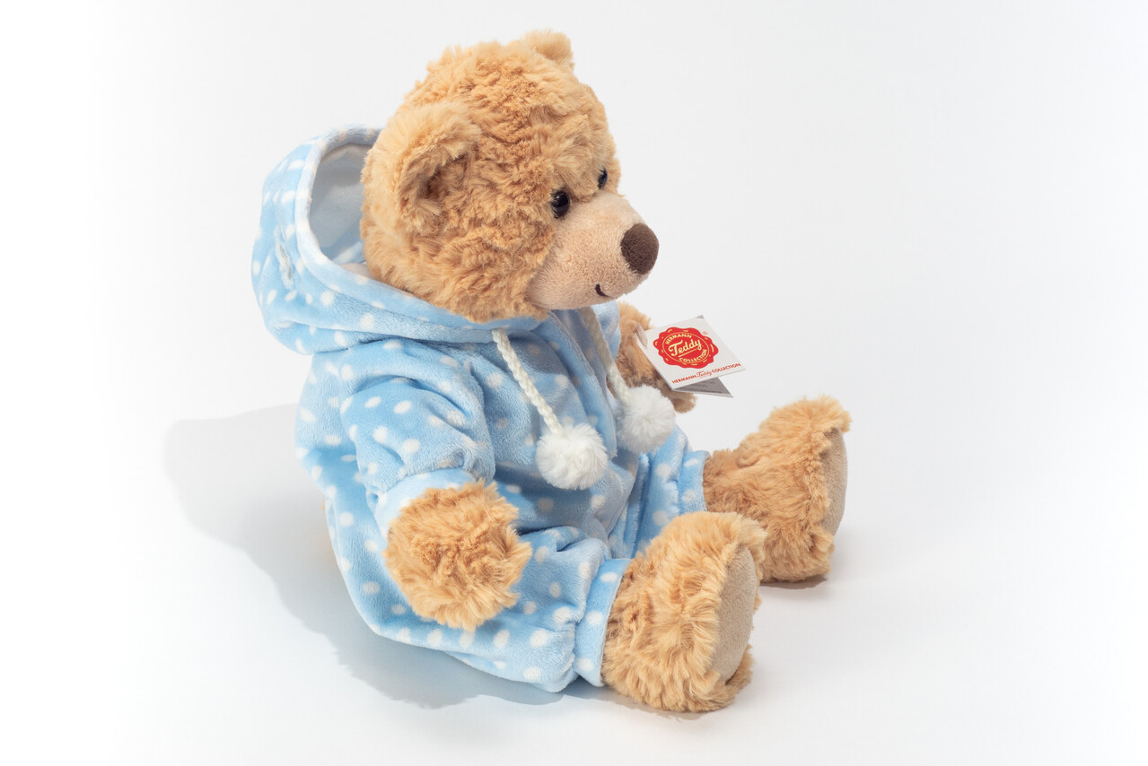 Hermann Teddy Knuffel Beer met Pyjama Blauw