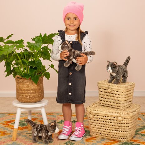 Hermann Teddy Knuffel Kat Grijs Staand 20cm Hermann Teddy Knuffel Kat Grijs Staand 20cm