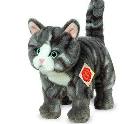 Hermann Teddy Knuffel Kat Grijs Staand 20cm Hermann Teddy Knuffel Kat Grijs Staand 20cm