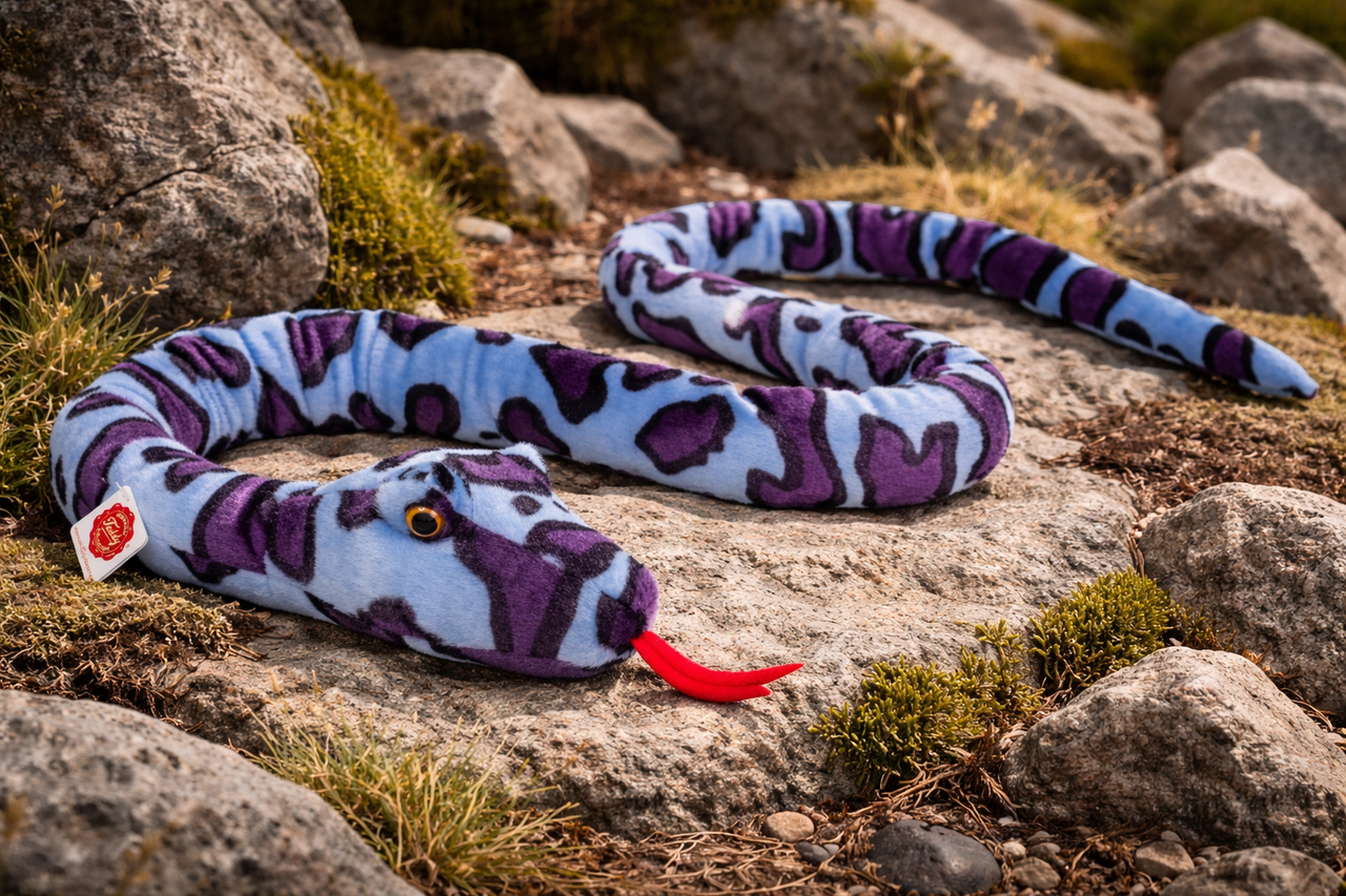 Hermann Teddy Knuffel Slang Lila Blauw Gevlekt 175 cm