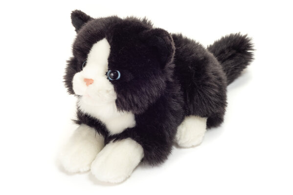 Hermann Teddy Knuffel Kat Zwart Wit 20cm