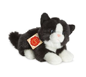 Hermann Teddy Knuffel Kat Zwart Wit 20cm