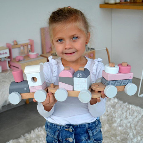 Label Label Stapeltrein roze Label Label Stapeltrein roze