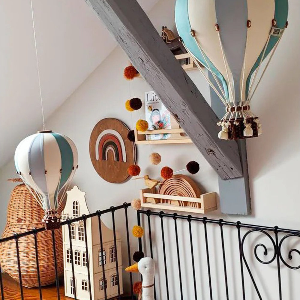 Super Balloon Luchtballon - groen, blauw en ecru Super Balloon Luchtballon - groen, blauw en ecru