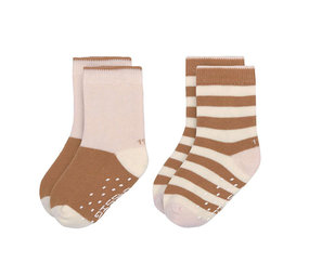 Lässig Antislip sokken GOTS powder pink/caramel (2-pack) Lässig Antislip sokken GOTS powder pink/caramel (2-pack)