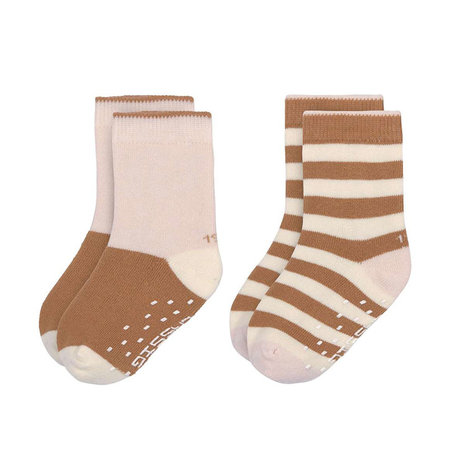 Lässig Antislip sokken GOTS powder pink/caramel (2-pack) Lässig Antislip sokken GOTS powder pink/caramel (2-pack)