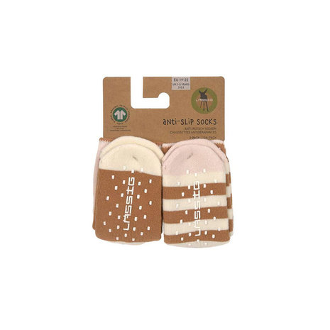 Lässig Antislip sokken GOTS powder pink/caramel (2-pack) Lässig Antislip sokken GOTS powder pink/caramel (2-pack)