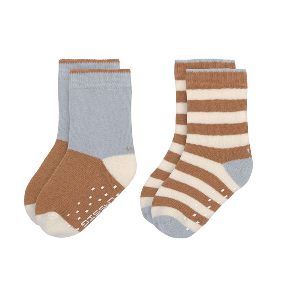 Lässig Antislip sokken GOTS light blue/caramel (2-pack) Lässig Antislip sokken GOTS light blue/caramel (2-pack)