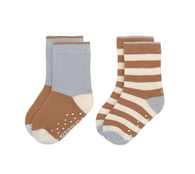 Lässig Antislip sokken GOTS light blue/caramel (2-pack) Lässig Antislip sokken GOTS light blue/caramel (2-pack)