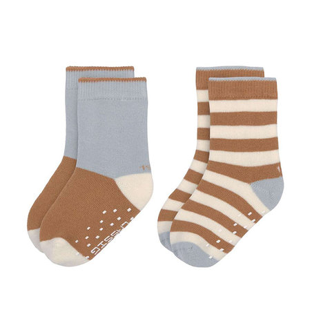 Lässig Antislip sokken GOTS light blue/caramel (2-pack) Lässig Antislip sokken GOTS light blue/caramel (2-pack)