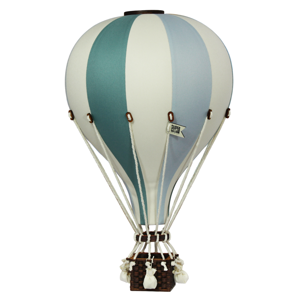 Super Balloon Luchtballon - groen, blauw en ecru (Groot) Super Balloon Luchtballon - groen, blauw en ecru (Groot)