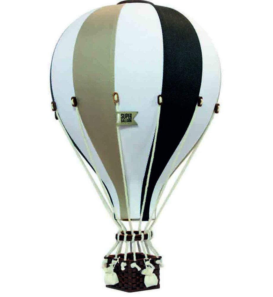 Super Balloon Luchtballon - wit zwart en beige (Groot)