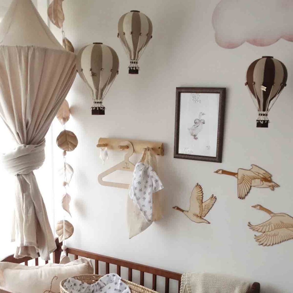 Super Balloon Luchtballon - wit zwart en beige (Groot)