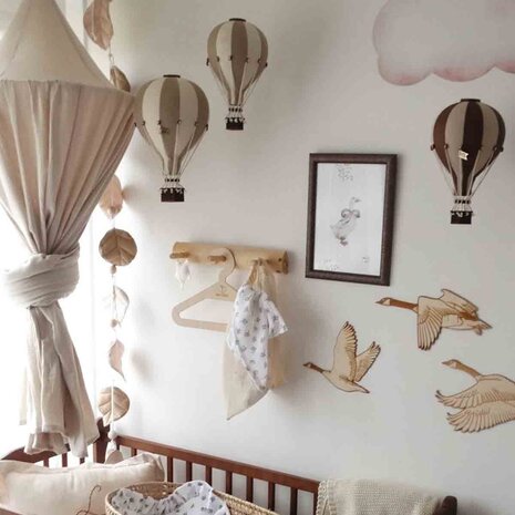 Super Balloon Luchtballon - wit zwart en beige (Groot)