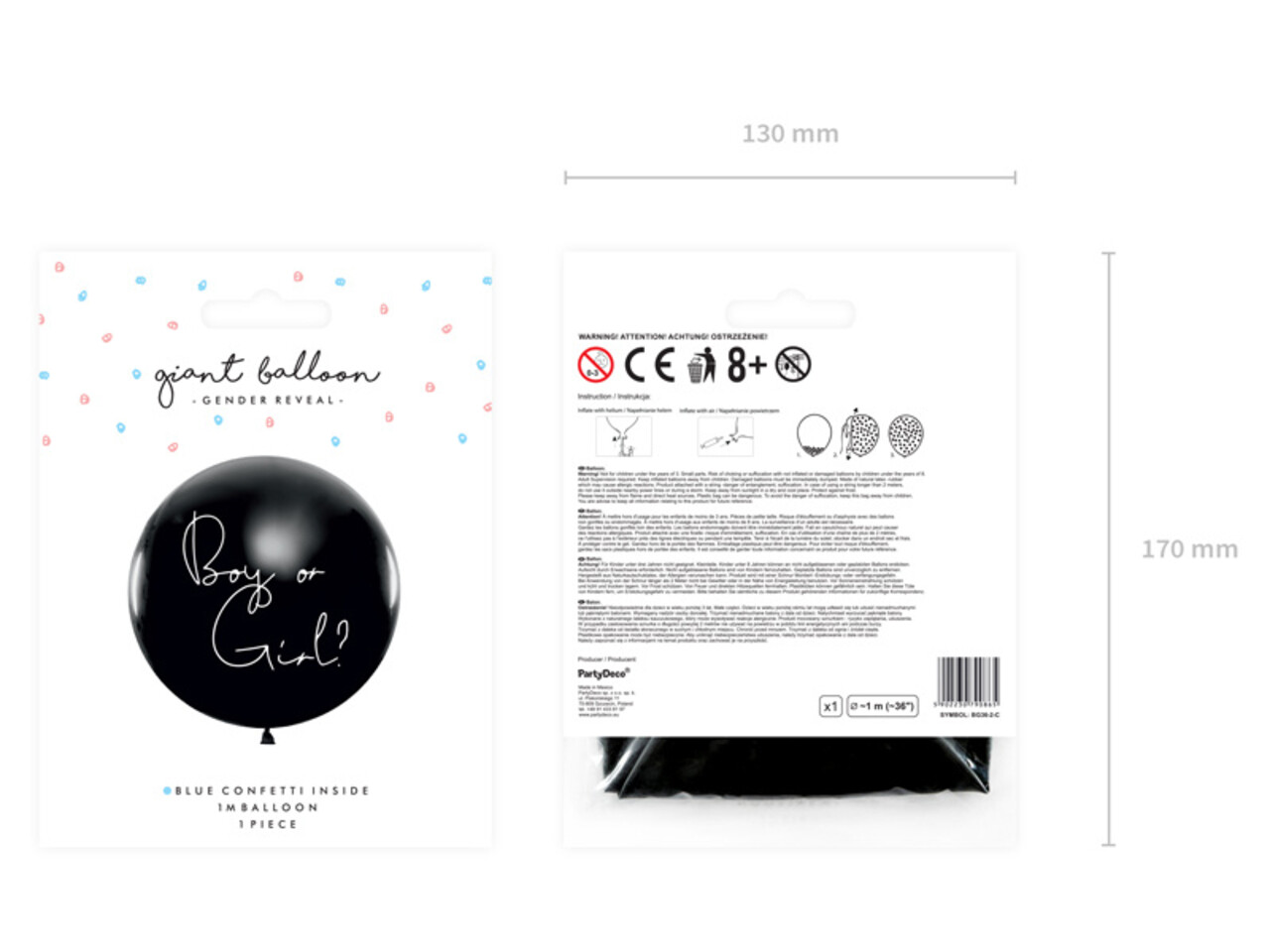 PartyDeco Ballon Gender Reveal - Boy (100 cm) PartyDeco Ballon Gender Reveal - Boy (100 cm)
