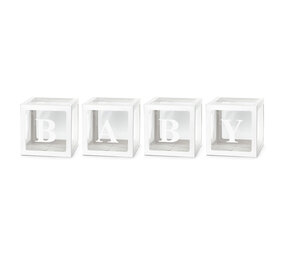 PartyDeco Ballon boxen BABY Wit (30 x 30 cm) PartyDeco Ballon boxen BABY Wit (30 x 30 cm)