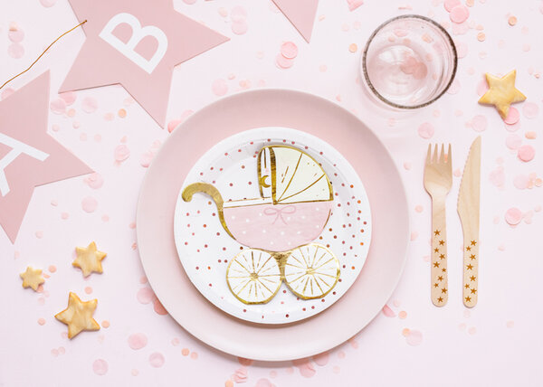 PartyDeco Servetten Roze Babyshower Girl (20 st 14 x 15 cm)