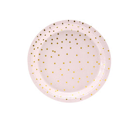 PartyDeco Bordjes Polka Dots Lichtroze (18 cm)