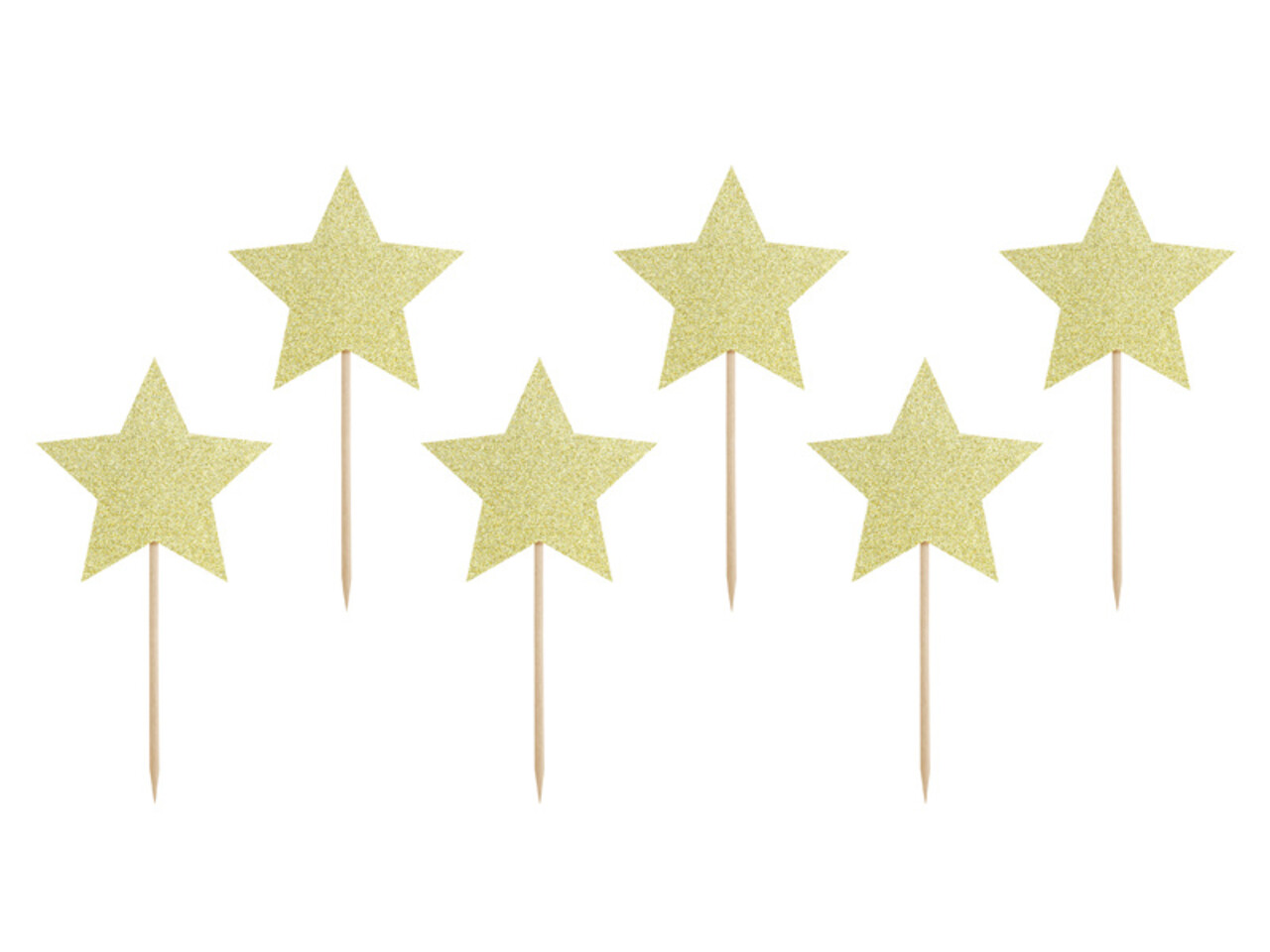 PartyDeco Taarttopper Sterren Goud (6 st 11,5 cm)