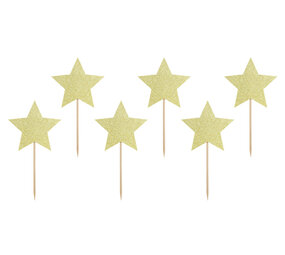 PartyDeco Taarttopper Sterren Goud (6 st 11,5 cm) PartyDeco Taarttopper Sterren Goud (6 st 11,5 cm)