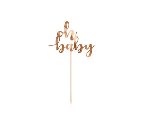 PartyDeco Taarttopper Oh Baby Rose Goud (1 st 25 cm) PartyDeco Taarttopper Oh Baby Rose Goud (1 st 25 cm)