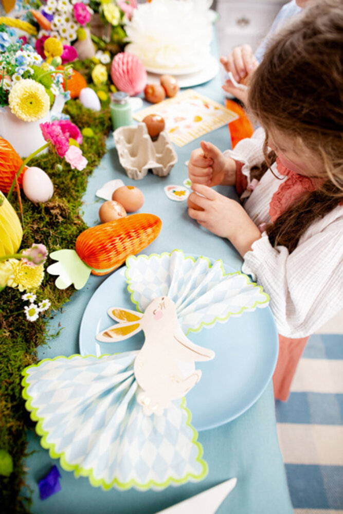 PartyDeco Servetten Blauw/wit geruit (20 st 33 x 33 cm)