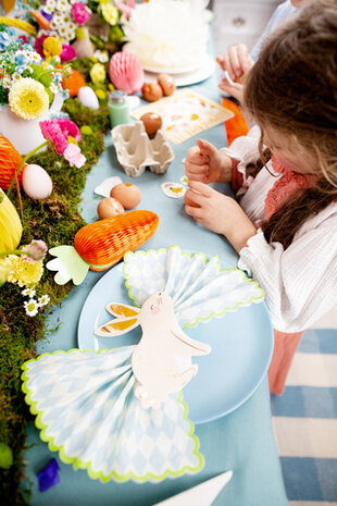 PartyDeco Servetten Blauw/wit geruit (20 st 33 x 33 cm)