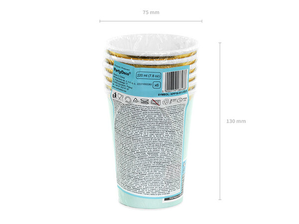 PartyDeco Bekertjes Blauw (6 st 220 ml) PartyDeco Bekertjes Blauw (6 st 220 ml)