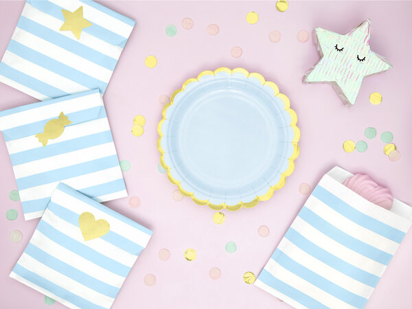 PartyDeco Bordjes Blauw (6 st 18 cm)