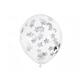 PartyDeco Ballon Confetti Stars Zilver (6st 30 cm) PartyDeco Ballon Confetti Stars Zilver (6st 30 cm)