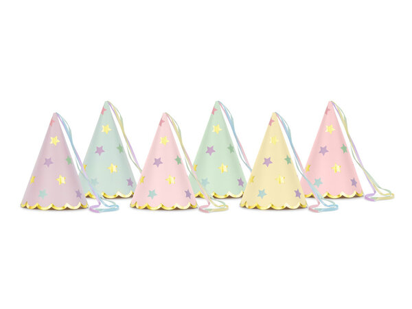 PartyDeco Feesthoedjes Unicorn Stars (6 st mix 14,5 cm)