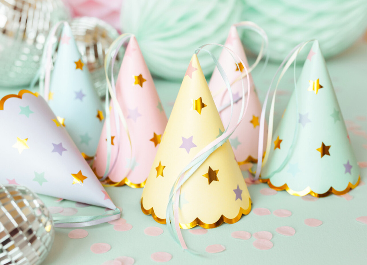 PartyDeco Feesthoedjes Unicorn Stars (6 st mix 14,5 cm)