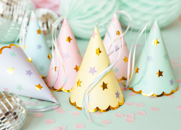 PartyDeco Feesthoedjes Unicorn Stars (6 st mix 14,5 cm)