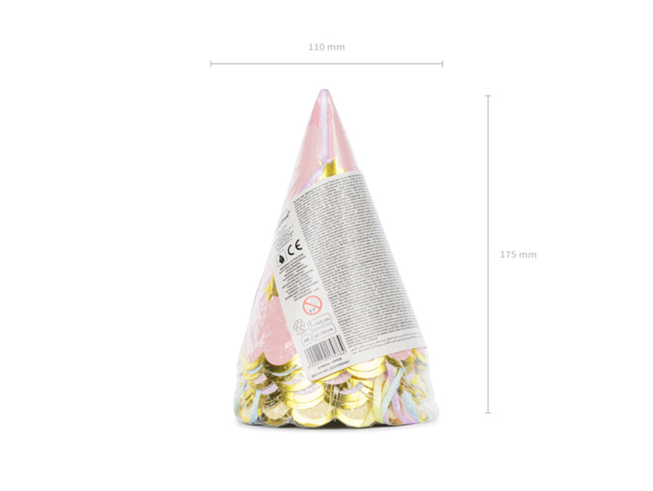 PartyDeco Feesthoedjes Unicorn Stars (6 st mix 14,5 cm)