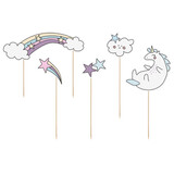 PartyDeco Taarttopper Unicorn (5 st mix 13 - 23,5 cm) PartyDeco Taarttopper Unicorn (5 st mix 13 - 23,5 cm)