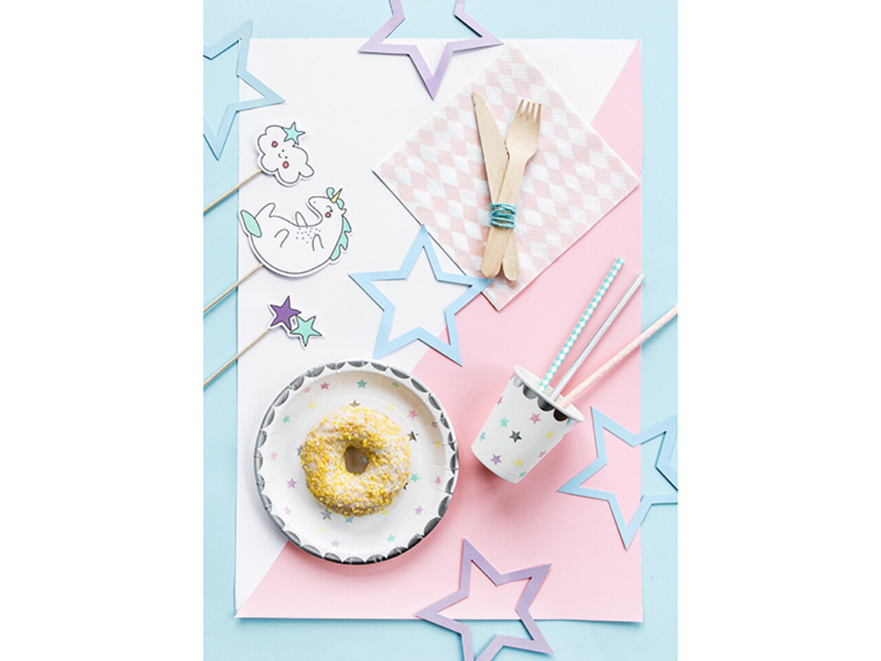 PartyDeco Bordjes Unicorn Stars (6 st 18 cm) PartyDeco Bordjes Unicorn Stars (6 st 18 cm)