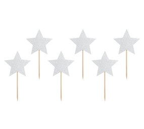 PartyDeco Taarttopper Stars (6 st) PartyDeco Taarttopper Stars (6 st)