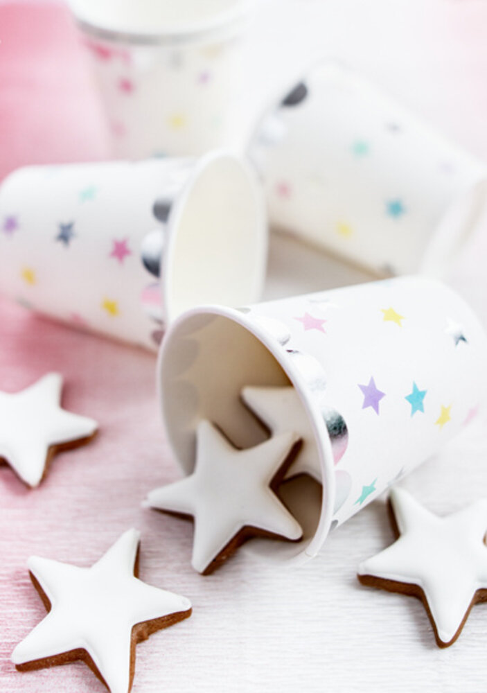 PartyDeco Bekertjes Unicorn Stars (6 st 180 ml)