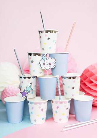 PartyDeco Bekertjes Unicorn Stars (6 st 180 ml)