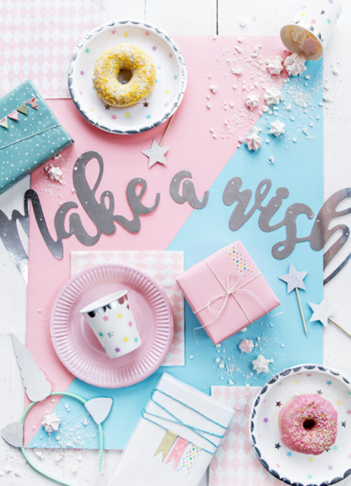 PartyDeco Bekertjes Unicorn Stars (6 st 180 ml)