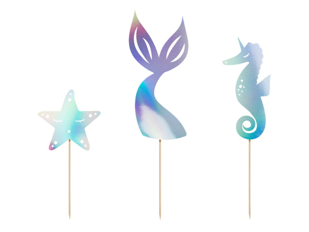 PartyDeco Taarttopper Zeemeermin (3 st mix 24,5 cm)