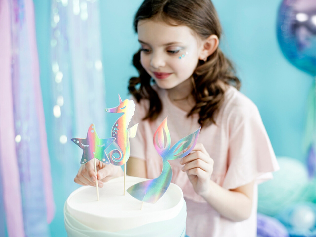 PartyDeco Taarttopper Zeemeermin (3 st mix 24,5 cm)