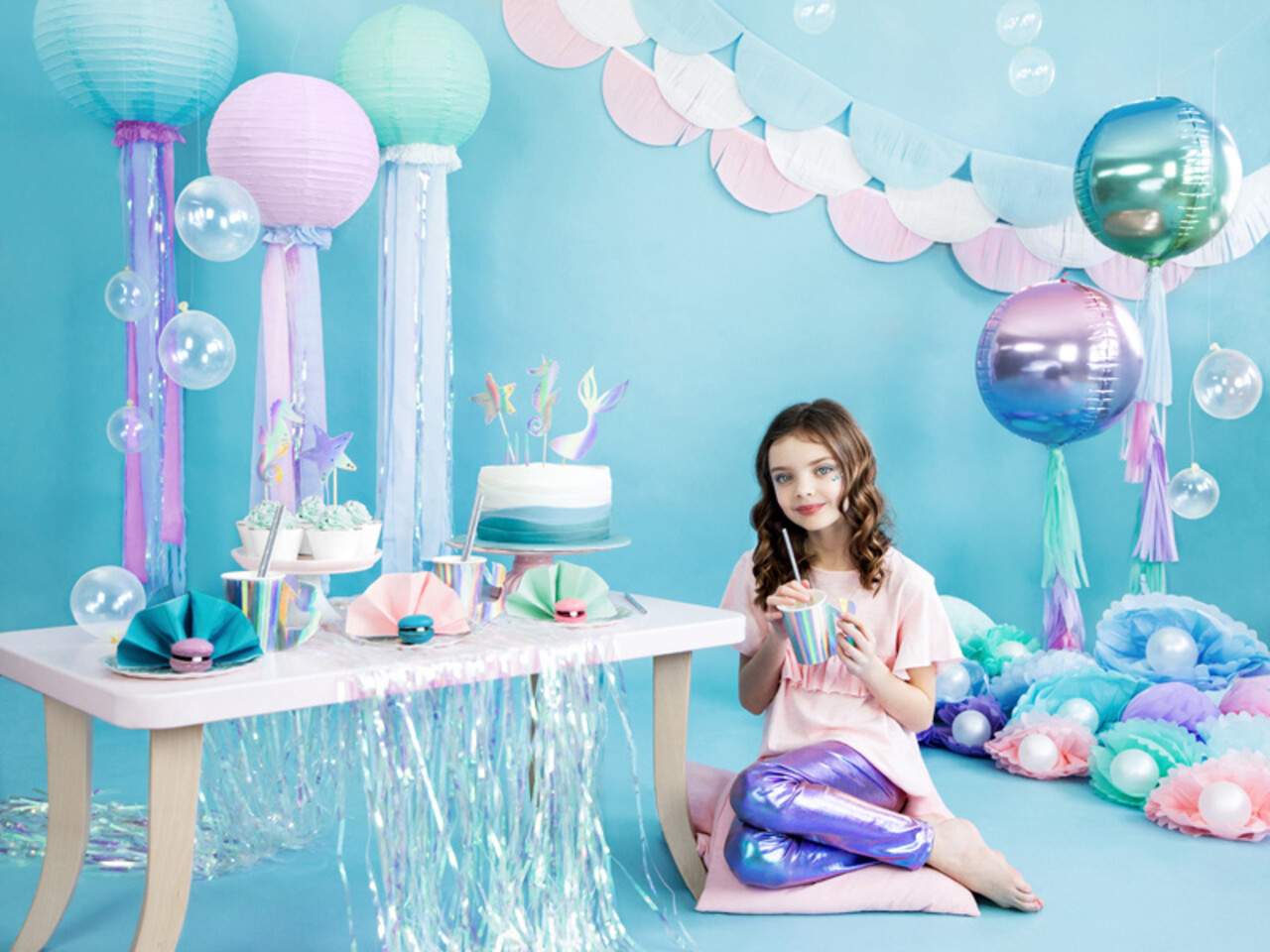 PartyDeco Taarttopper Zeemeermin (3 st mix 24,5 cm)