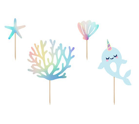 PartyDeco Taarttopper Zeemeermin (4 st mix 10-15 cm) PartyDeco Taarttopper Zeemeermin (4 st mix 10-15 cm)