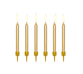 PartyDeco Taartkaarsjes goud (6 st 6 cm)