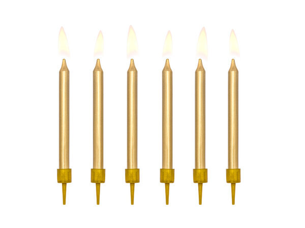 PartyDeco Taartkaarsjes goud (6 st 6 cm)